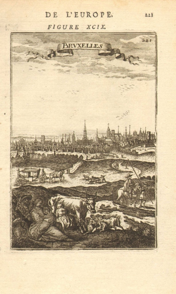 BRUXELLES BRUSSELS. Decorative view of the city. Carriage. Belgium. MALLET 1683